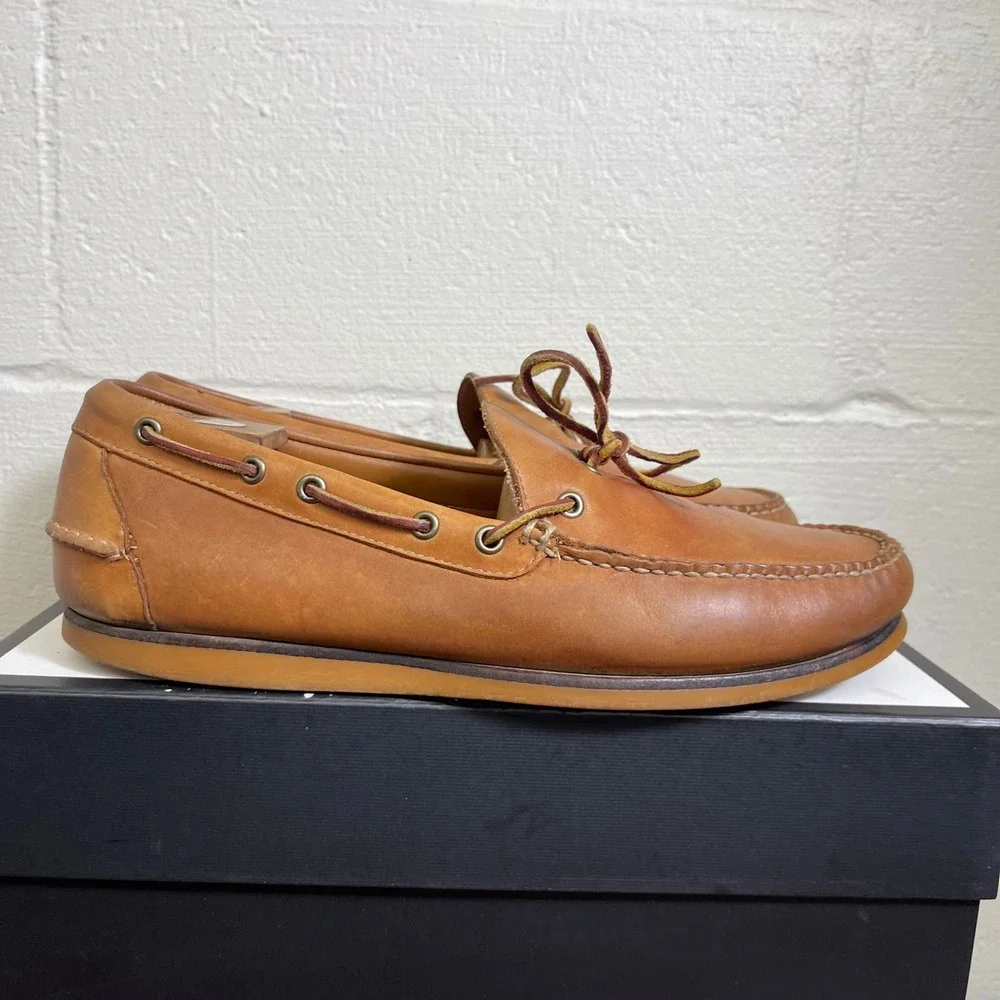 LL Bean Signature 297560 Moc Brown Leather Casual Loafer Slip On Mens Size 13 D